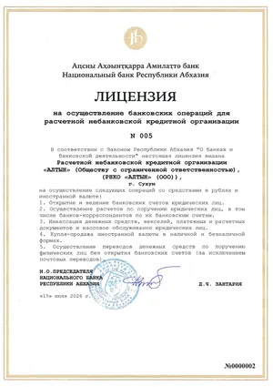 Лицензия на осуществление банковских операций для расчетной небанковской кредитной организации